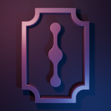 Purple Blade razor icon isolated on purple-blue background. Minimalism concept. 3D render...