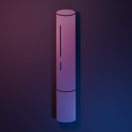 Purple Marijuana joint, spliff icon isolated on purple-blue background. Cigarette with drug, marijuana cigarette rolled. Minimalism concept. 3D render illustration.の写真素材