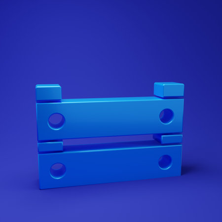 Blue box icon isolated on blue background. Grocery basket, storehouse crate. Empty container for vegetables, products. Minimalism concept. 3D render illustration.の写真素材