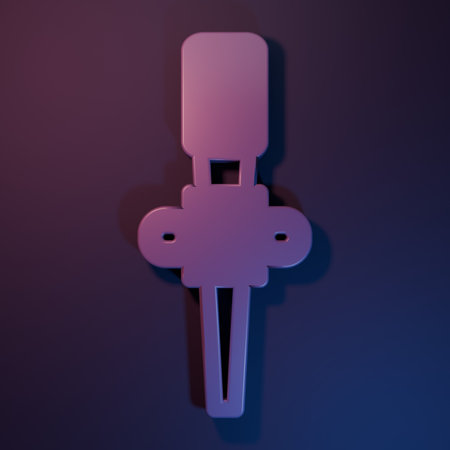 Purple Torch flame icon isolated on purple-blue background. Symbol fire hot, flame power, flaming and heat. Minimalism concept. 3D render illustration.の写真素材