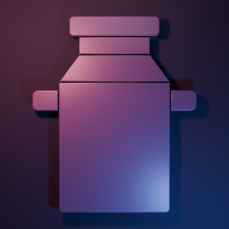 Purple Can container for milk icon isolated on purple-blue background. Minimalism concept. 3D render illustration.の写真素材