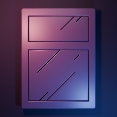 Purple Cleaning service for windows icon isolated on purple-blue background. Squeegee, scraper, wiper. Minimalism concept. 3D render illustration.の写真素材