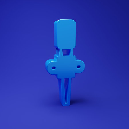 Blue Torch flame icon isolated on blue background. Symbol fire hot, flame power, flaming and heat. Minimalism concept. 3D render illustration.の写真素材