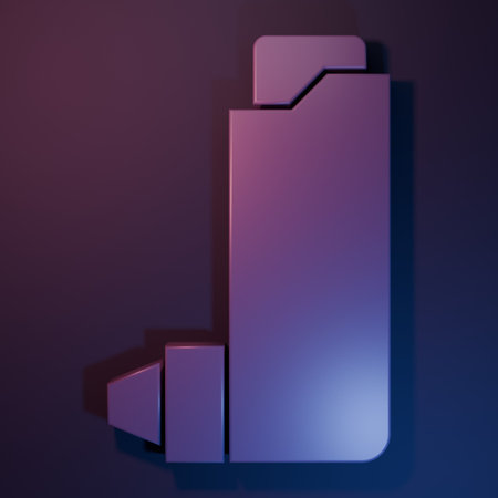Purple Inhaler icon isolated on purple-blue background. Breather for cough relief, inhalation,...