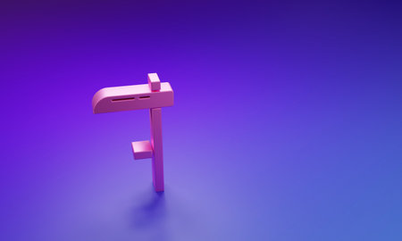 Pink Scythe icon isolated on purple-blue background. Minimalism concept. 3D render illustration.の写真素材