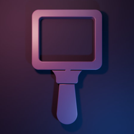 Purple Hand mirror icon isolated on purple-blue background. Minimalism concept. 3D render illustration.の写真素材