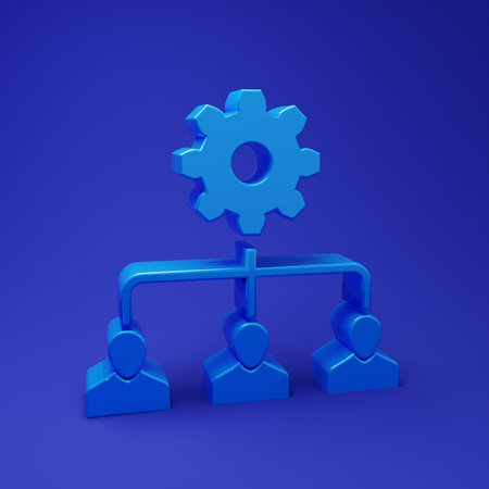 Blue Lead management icon isolated on blue background. Minimalism concept. 3D render illustration.の写真素材