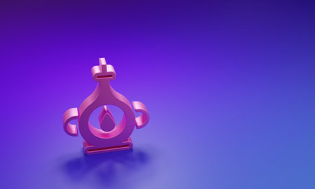 Pink Oil bottle icon isolated on purple-blue background. Minimalism concept. 3D render illustration.の写真素材