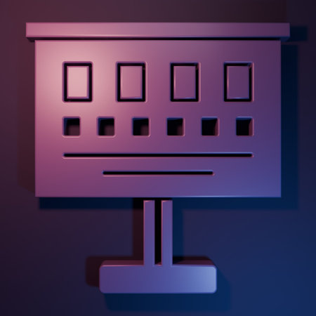 Purple Eye test chart icon isolated on purple-blue background. Poster for vision testing in...