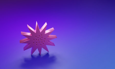 Pink Sea urchin icon isolated on purple-blue background. Minimalism concept. 3D render illustration.の写真素材