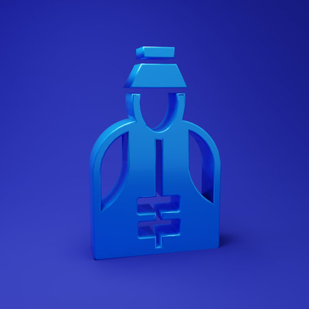 Blue Fisherman icon isolated on blue background. Minimalism concept. 3D render illustration.の写真素材
