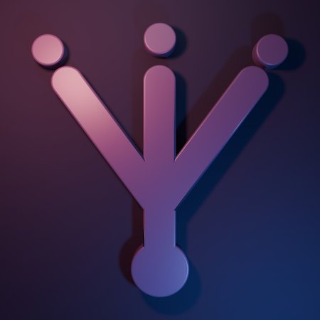 Purple Bird footprint icon isolated on purple-blue background. Animal foot. Minimalism concept. 3D render illustration.の写真素材