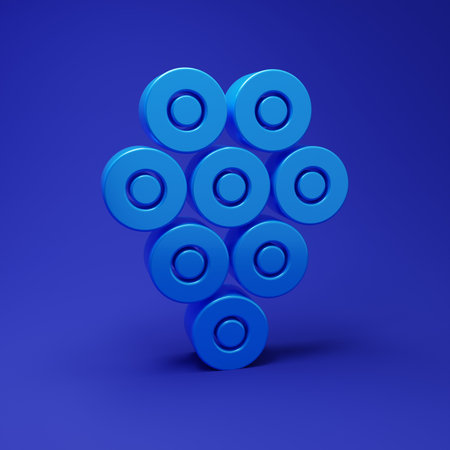 Blue Caviar icon isolated on blue background. Minimalism concept. 3D render illustration.の写真素材