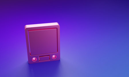Pink Electronic scales icon isolated on purple-blue background. Weight measure equipment. Minimalism concept. 3D render illustration.の写真素材