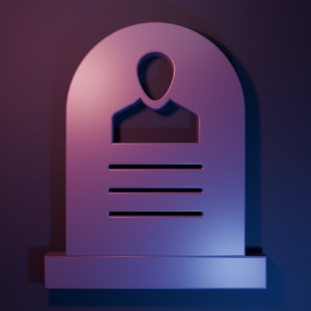 Purple Tombstone with RIP written on it icon isolated on purple-blue background. Grave icon....