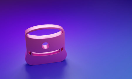 Pink Kepi icon isolated on purple-blue background. Cap army uniform headgear. Historical general hat. Minimalism concept. 3D render illustration.の写真素材