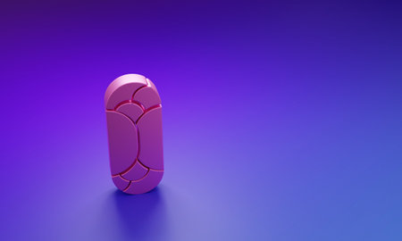 Pink Burrito icon isolated on purple-blue background. Traditional Mexican fast food. Minimalism concept. 3D render illustration.の写真素材