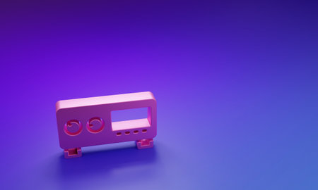 Pink Guitar amplifier icon isolated on purple-blue background. Musical instrument. Minimalism concept. 3D render illustration.の写真素材