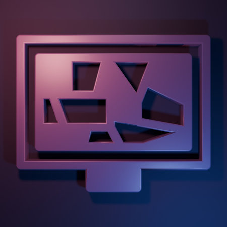 Purple Picture art icon isolated on purple-blue background. Minimalism concept. 3D render illustration.の写真素材