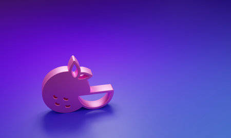 Pink Orange fruit icon isolated on purple-blue background. Minimalism concept. 3D render illustration.の写真素材