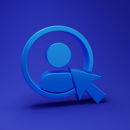 Blue Create account screen icon isolated on blue background. Minimalism concept. 3D render illustration.の写真素材