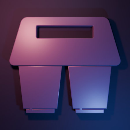 Purple Coffee cup to go icon isolated on purple-blue background. Minimalism concept. 3D render illustration.の写真素材