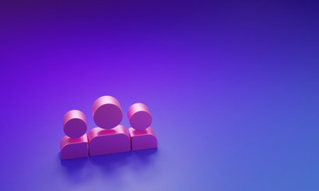 Pink Users group icon isolated on purple-blue background. Group of people icon. Business avatar...