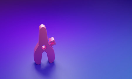 Pink Bicycle seat icon isolated on purple-blue background. Bicycle saddle. Minimalism concept. 3D render illustration.の写真素材