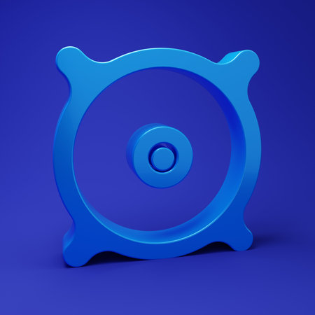 Blue Car audio speaker icon isolated on blue background. Minimalism concept. 3D render illustration.の写真素材