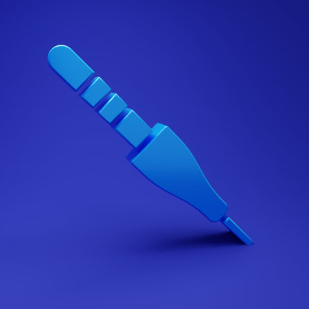 Blue Audio jack icon isolated on blue background. Audio cable for connection sound equipment. Plug...