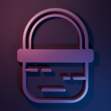 Purple Basket icon isolated on purple-blue background. Online buying concept. Delivery service sign. Shopping card symbol. Minimalism concept. 3D render illustration.の写真素材