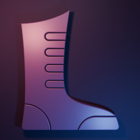 Purple Sport boxing shoes icon isolated on purple-blue background. Wrestling shoes Minimalism concept. 3D render illustration.の写真素材