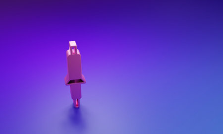 Pink Soldering iron icon isolated on purple-blue background. Minimalism concept. 3D render...