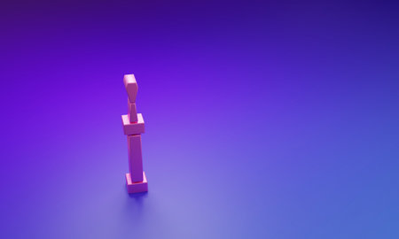 Pink Screwdriver icon isolated on purple-blue background. Service tool symbol. Minimalism concept. 3D render illustration.の写真素材