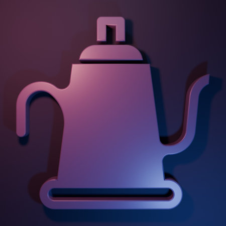 Purple Watering can icon isolated on purple-blue background. Irrigation symbol. Minimalism concept. 3D render illustration.の写真素材
