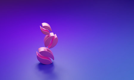 Pink Coffee beans icon isolated on purple-blue background. Minimalism concept. 3D render illustration.の写真素材