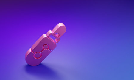 Pink Electronic cigarette icon isolated on purple-blue background. Vape smoking tool. Vaporizer Device. Minimalism concept. 3D render illustration.の写真素材