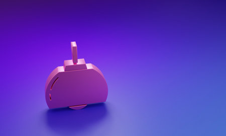 Pink Chandelier icon isolated on purple-blue background. Minimalism concept. 3D render illustration.の写真素材