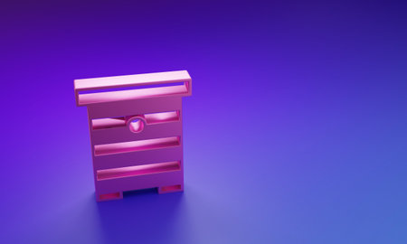 Pink Hive for bees icon isolated on purple-blue background. Beehive symbol. Apiary and beekeeping. Sweet natural food. Minimalism concept. 3D render illustration.の写真素材