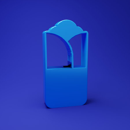 Blue Burrito icon isolated on blue background. Traditional Mexican fast food. Minimalism concept. 3D render illustration.の写真素材
