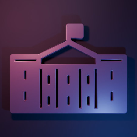Purple United States Capitol Congress icon isolated on purple-blue background. Washington DC, USA. Minimalism concept. 3D render illustration.の写真素材