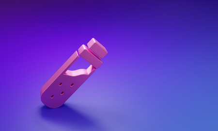 Pink Bottle with potion icon isolated on purple-blue background. Flask with magic potion. Happy Halloween party. Minimalism concept. 3D render illustration.の写真素材