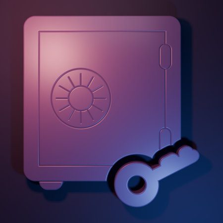 Purple Proof of stake icon isolated on purple-blue background. Cryptocurrency economy and finance collection. Minimalism concept. 3D render illustration.の写真素材