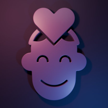 Purple Volunteer icon isolated on purple-blue background. Minimalism concept. 3D render illustration.の写真素材