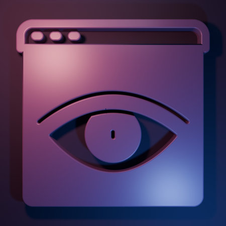 Purple Browser incognito window icon isolated on purple-blue background. Minimalism concept. 3D render illustration.の写真素材