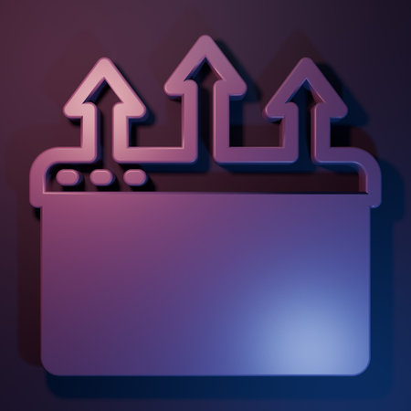 Purple Browser window icon isolated on purple-blue background. Minimalism concept. 3D render illustration.の写真素材
