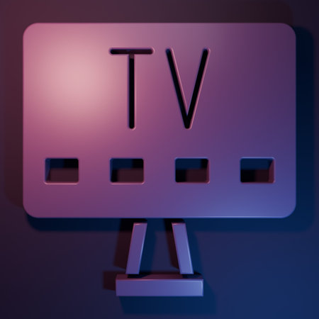Purple Smart Tv icon isolated on purple-blue background. Television sign. Minimalism concept. 3D render illustration.の写真素材
