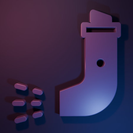 Purple Inhaler icon isolated on purple-blue background. Breather for cough relief, inhalation, allergic patient. Minimalism concept. 3D render illustration.の写真素材