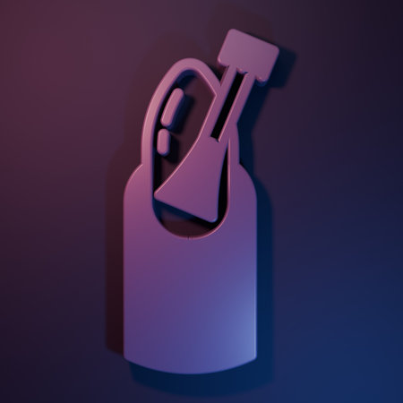 Purple Nail manicure icon isolated on purple-blue background. Minimalism concept. 3D render illustration.の写真素材
