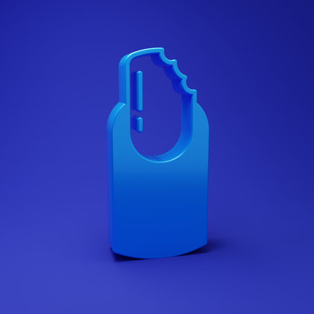 Blue Broken nail icon isolated on blue background. Cracked fingernail. Minimalism concept. 3D render illustration.の写真素材